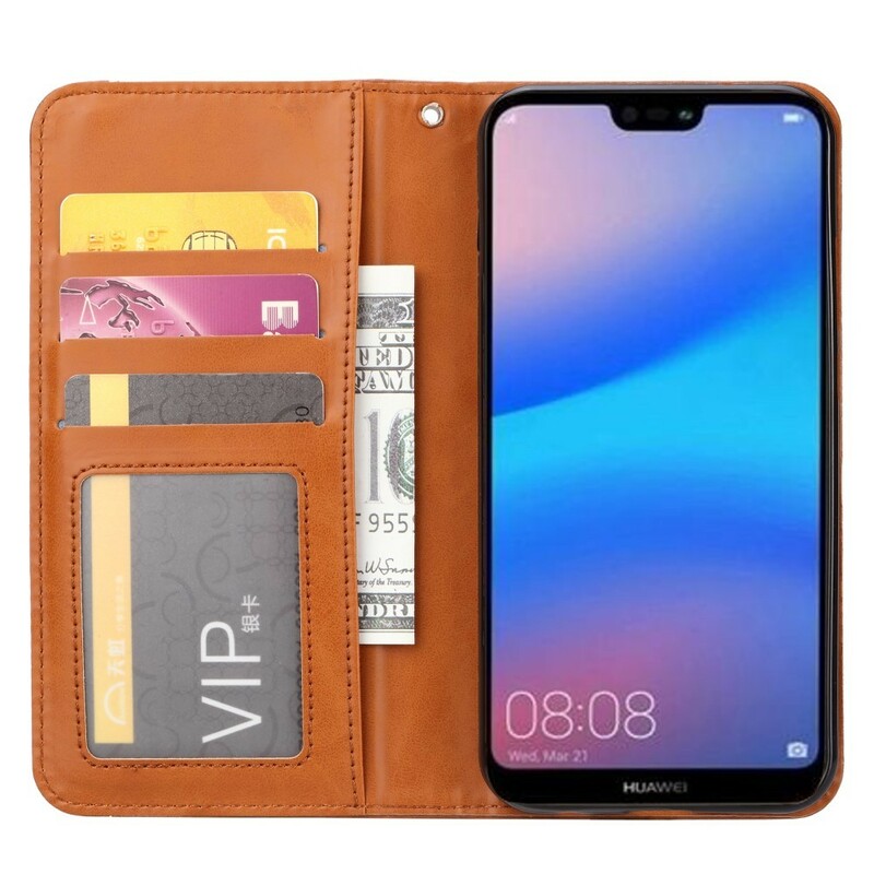 Flip Cover Huawei P20 Lite Custodia in similpelle per carte di credito