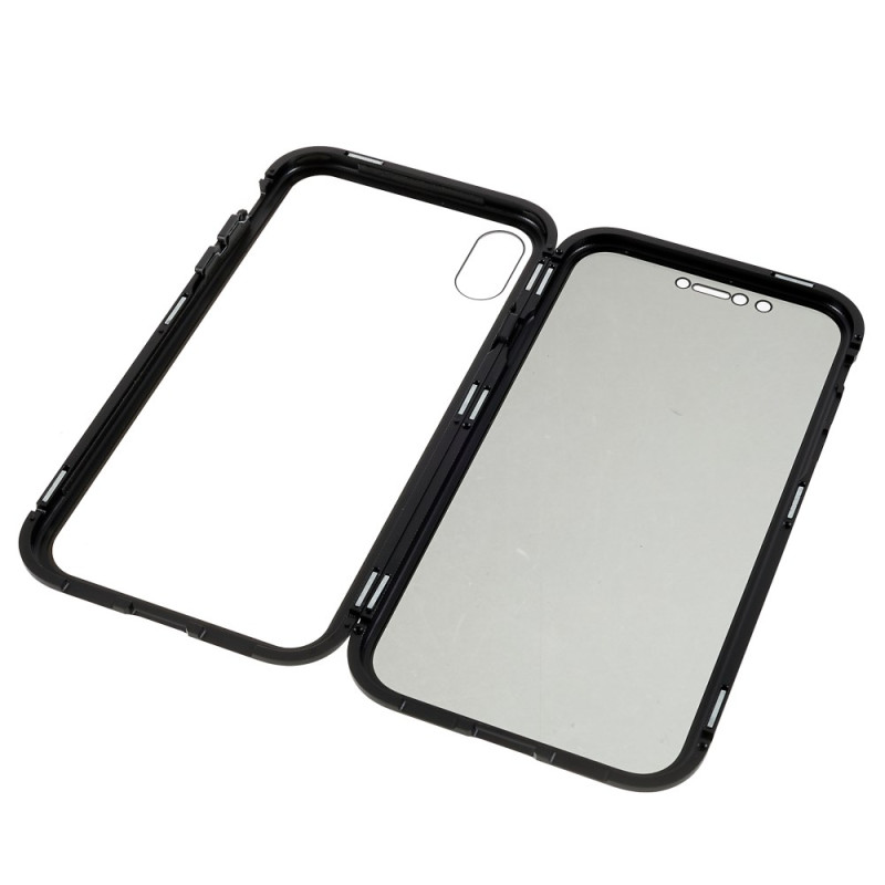 iPhone XR Custodia in vetro temperato full cover con cornice magnetica