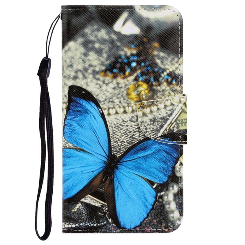 Custodia iPhone XR Blue Butterfly Strap