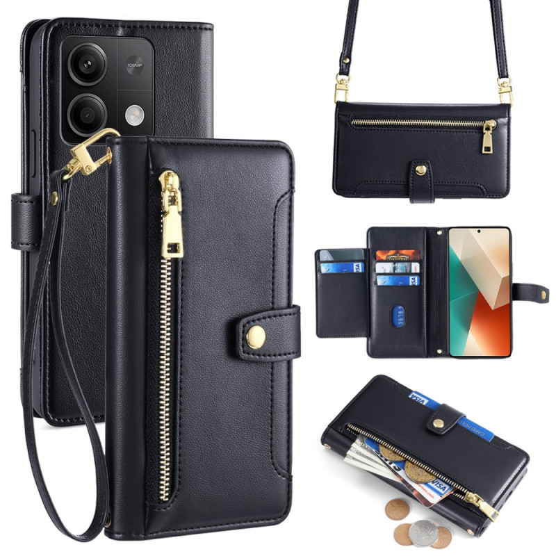 Custodia Xiaomi Redmi Note 13 5G Wallet con cordino e tracolla