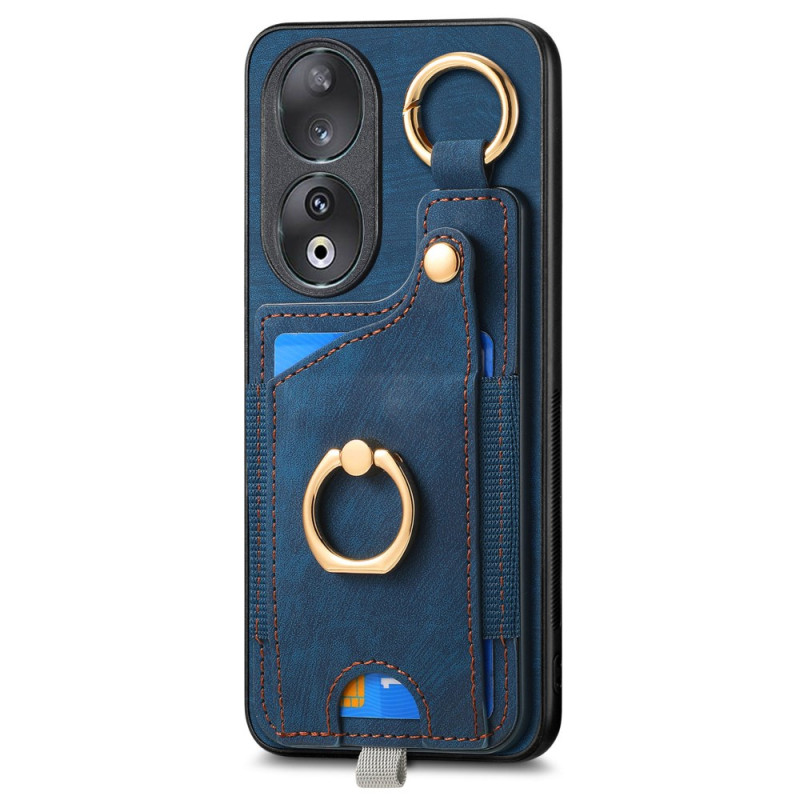 Honor 90 Custodia retrò con anello di supporto e supporto per schede