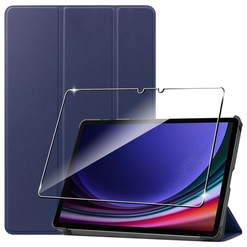 Smart Case Samsung Galaxy Tab S9 Protezione schermo in vetro temperato Blu