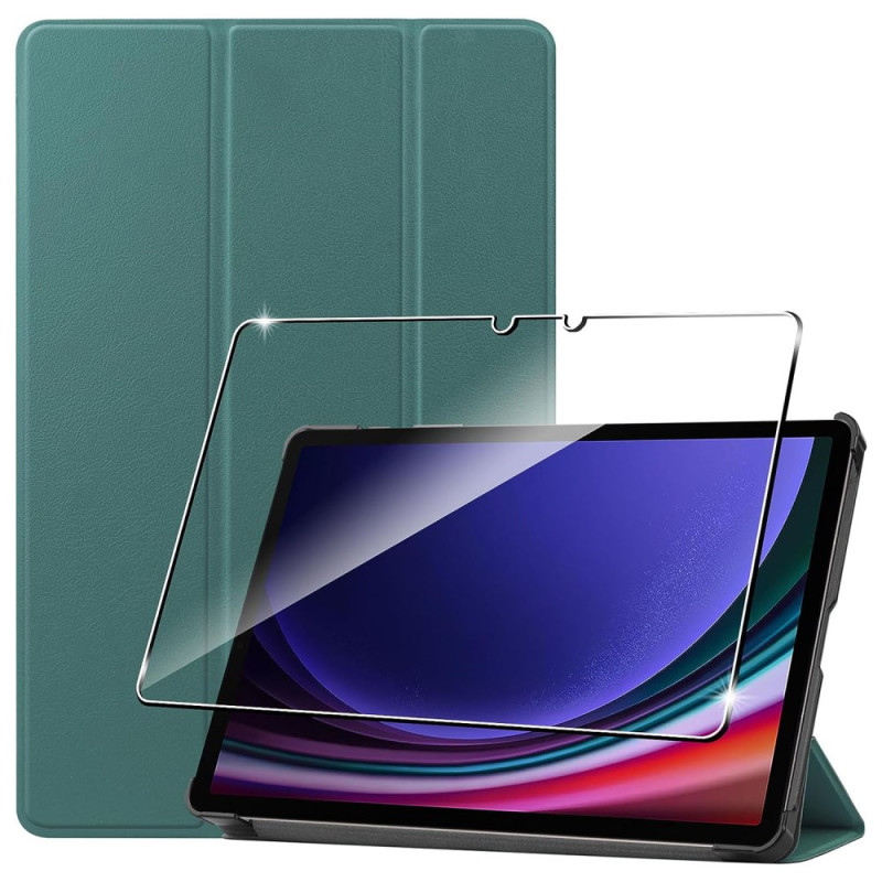 Smart Case Samsung Galaxy Tab S9 Protezione dello schermo in vetro temperato Verde
