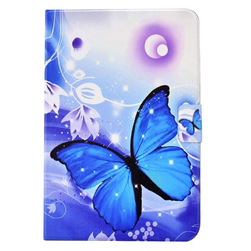 Samsung Galaxy Tab A9 Plus Custodia Farfalla dipinta di blu