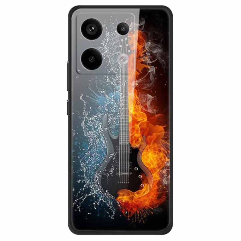 Xiaomi Redmi Note 13 Pro 5G / Poco X6 5G Custodia in vetro temperato per chitarra Ice & Fire