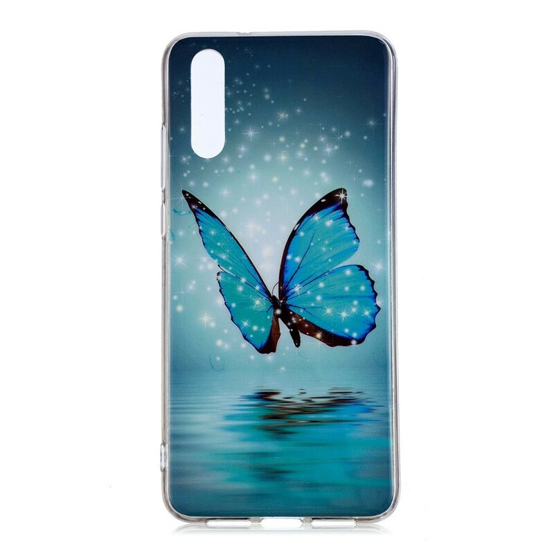 Huawei P20 Custodia a farfalla blu fluorescente