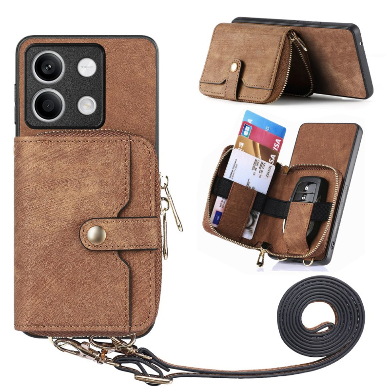 Xiaomi Redmi Note 13 5G Retro Case con tasca con zip e cinturino