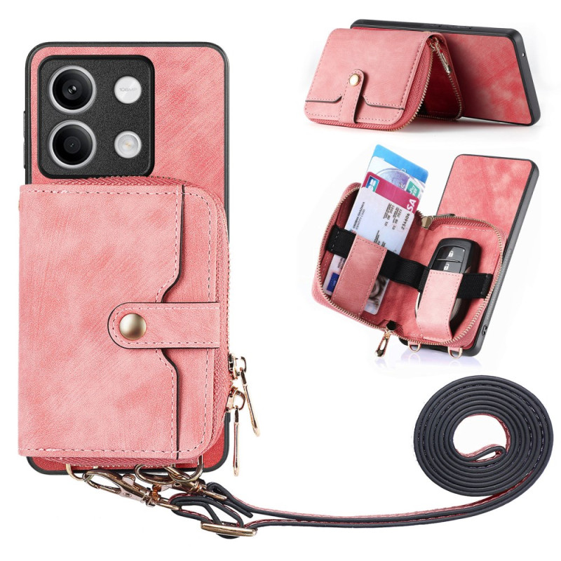 Xiaomi Redmi Note 13 5G Retro Case con tasca con zip e cinturino