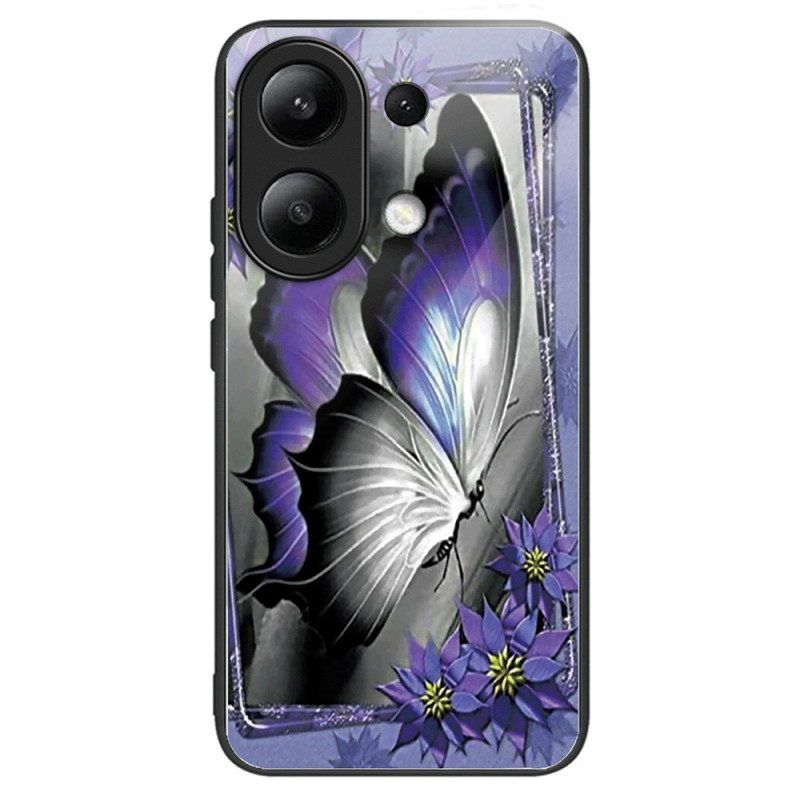 Xiaomi Redmi Note 13 4G Custodia in vetro temperato Butterfly Purple