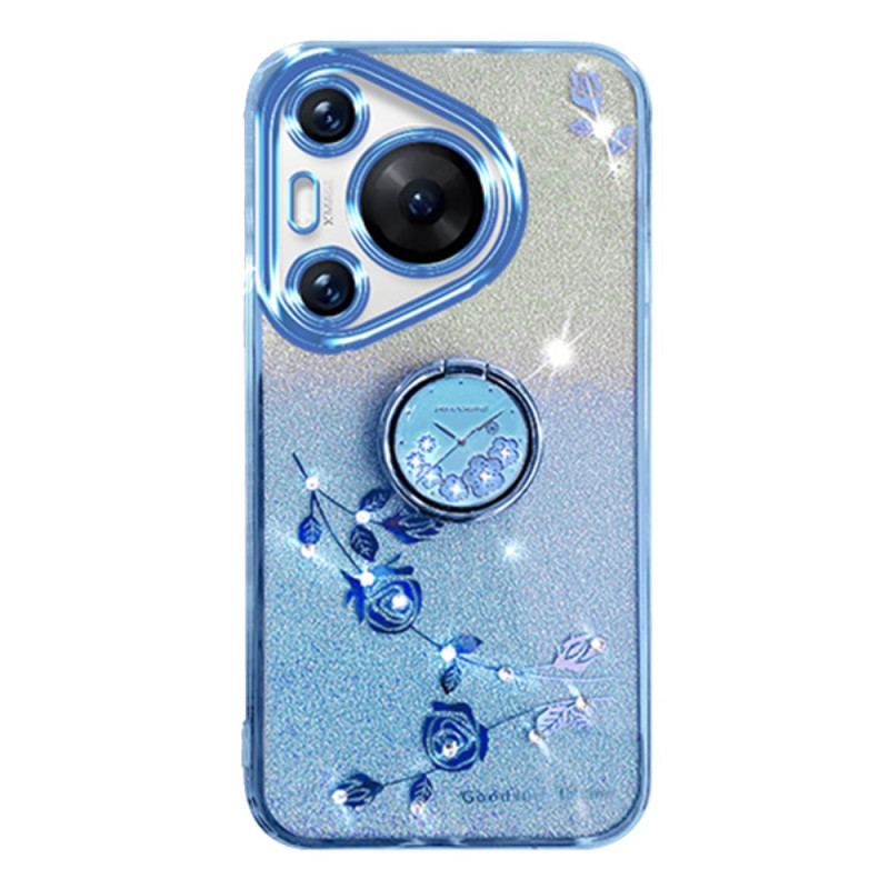 Huawei Pura 70 Pro Custodia con fiori e strass con supporto KADEM