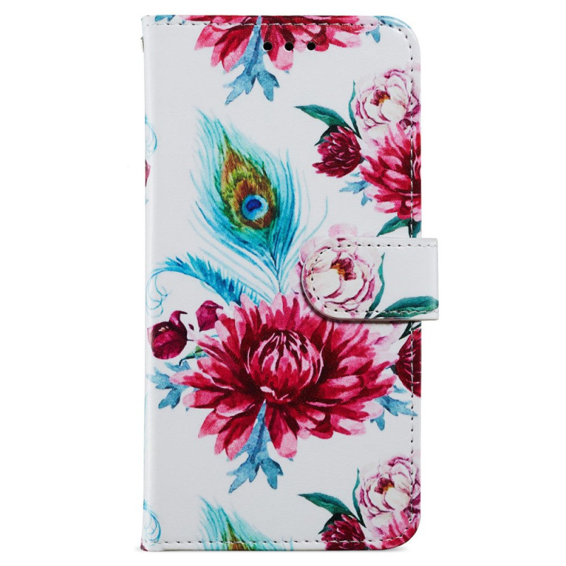 Custodia Oppo A79 5G Fiori Rossi con Cinturino