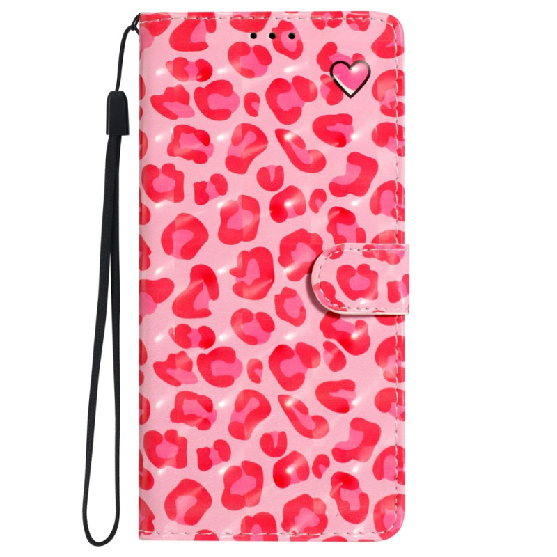 Oppo A78 Custodia con cordino con stampa leopardata rosa