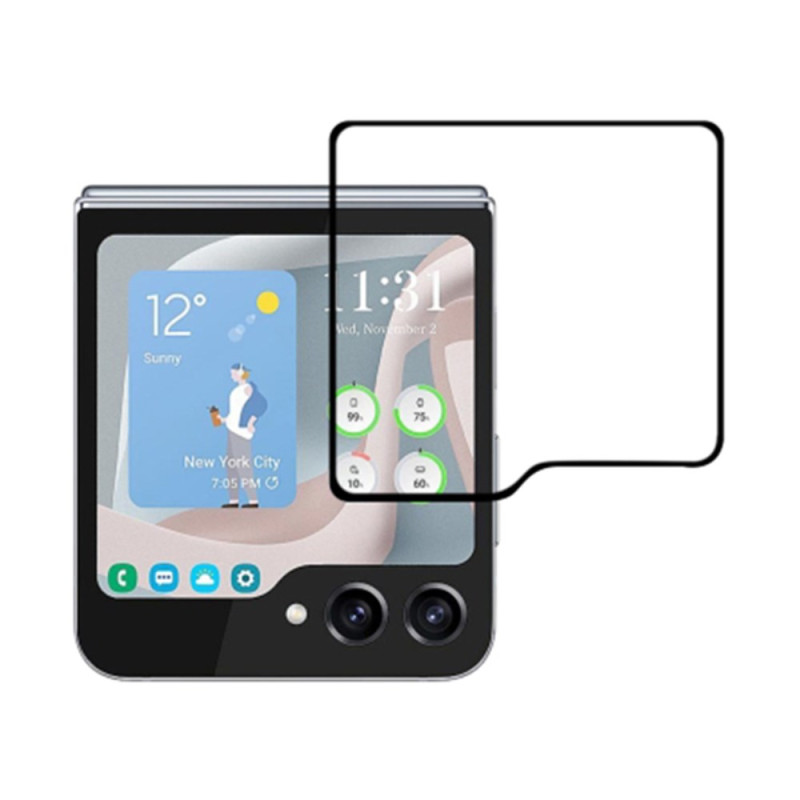 Protezione dello schermo in vetro temperato per Samsung Galaxy Z Flip 6 bordi neri