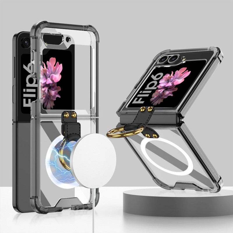 Custodia GKK per Samsung Galaxy Z Flip6 5G trasparente MagSafe compatibile Anello di supporto GKK