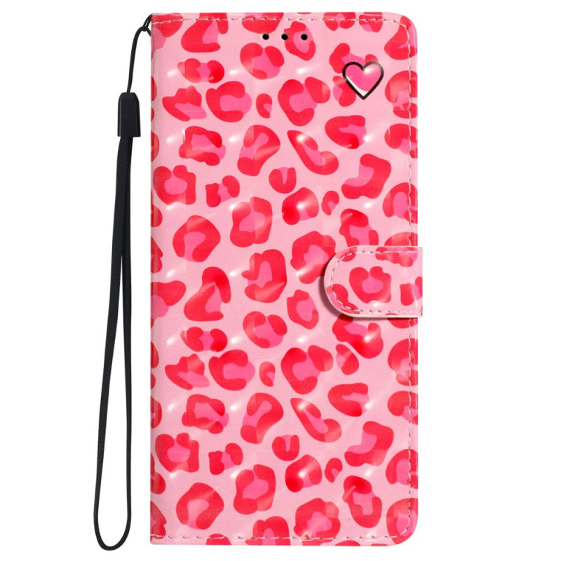 Custodia con cordino con stampa leopardata rosa per iPhone 16