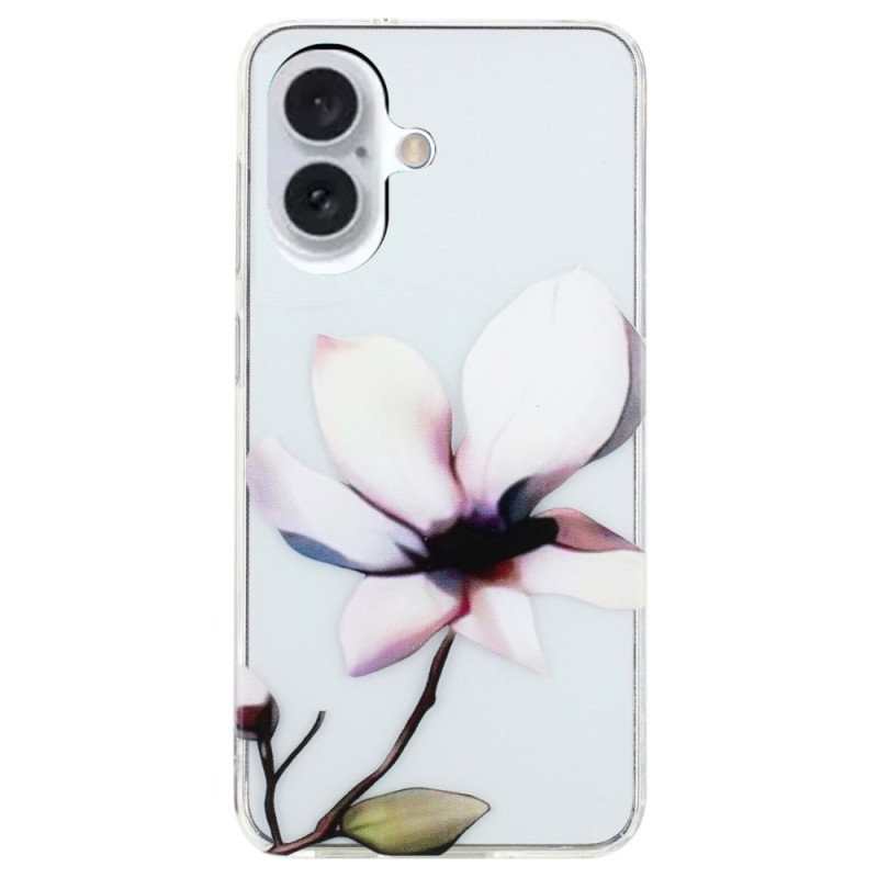 Custodia per iPhone 16 con fiori bianchi