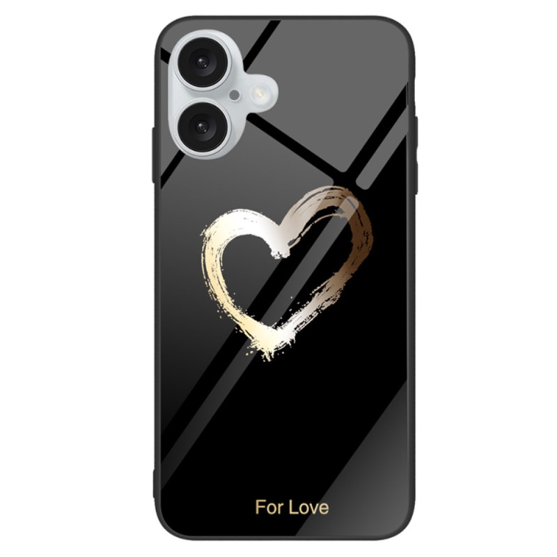 iPhone 16 Cover rigida Cuore di vetro su sfondo nero