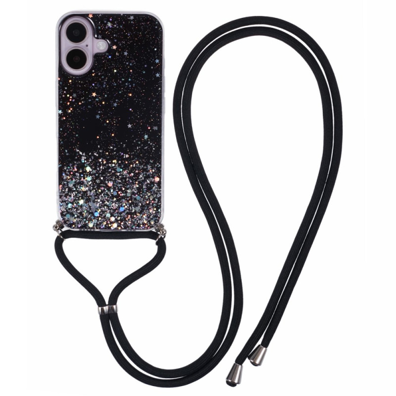 Custodia con cordoncino glitterato per iPhone Serie 16