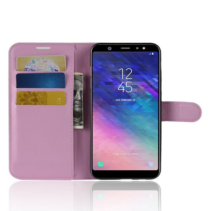 Samsung Galaxy A6 Plus Custodia in similpelle Lychee