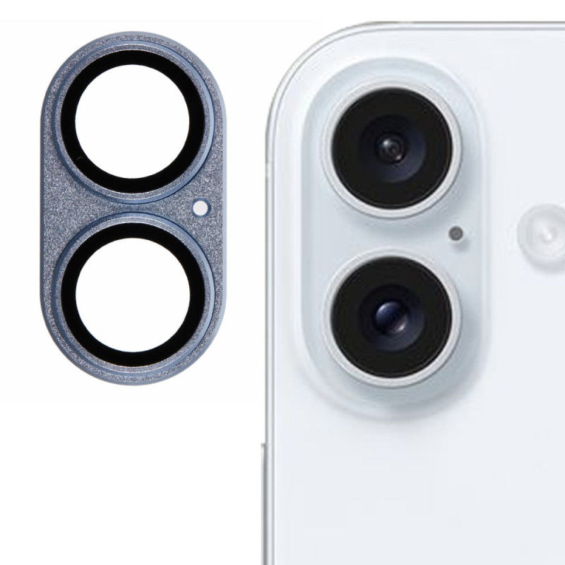iPhone 16 / 16 Plus Vetro temperato protettivo Lente in metallo Telaio smerigliato Design