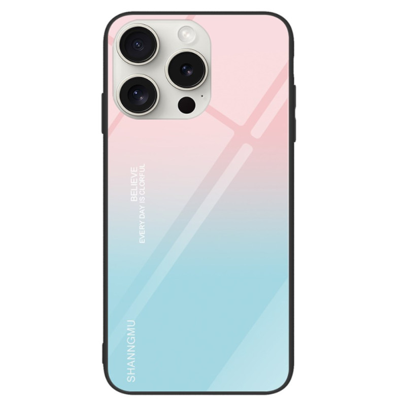 Custodia per iPhone 16 Pro Max in vetro colorato rosa e blu