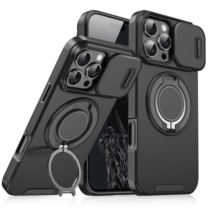 Custodia magnetica per iPhone 16 Pro Max con protezione per la lente e supporto per l'anello