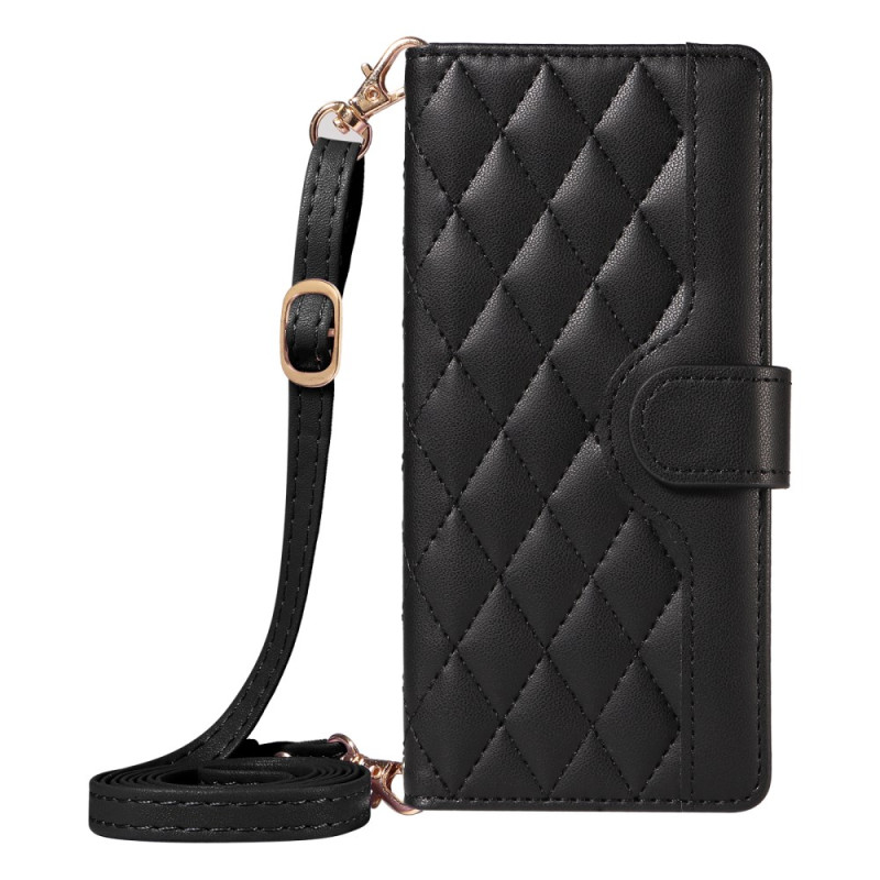 Custodia Oppo Reno 12 F 5G Wallet con tracolla e cinghia a mano