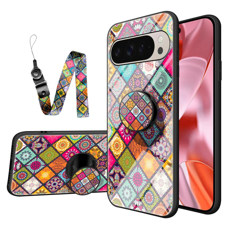 Google Pixel 9 / Pixel 9 Pro Custodia Patchwork Supporto e Cinturino