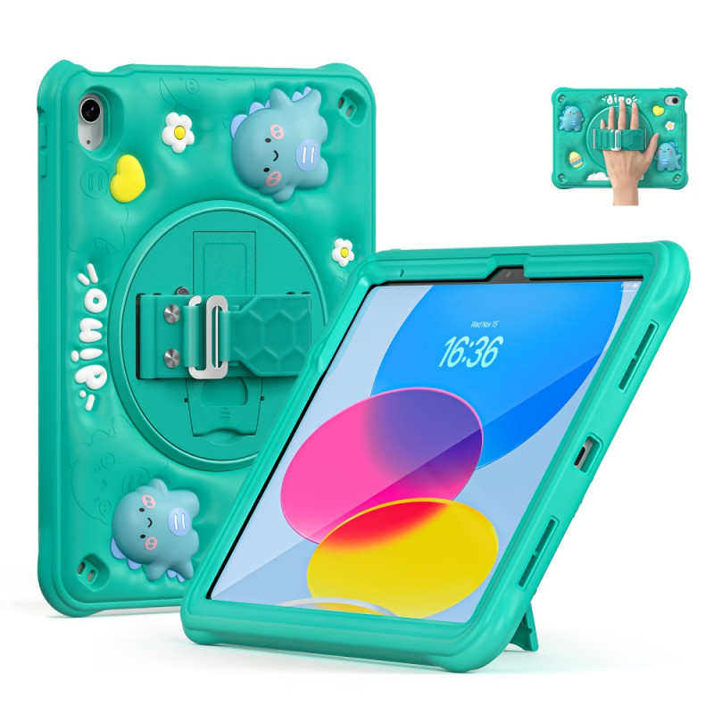 Cover per iPad 10.9 (2022) per bambini con impugnatura e supporto per dinosauri