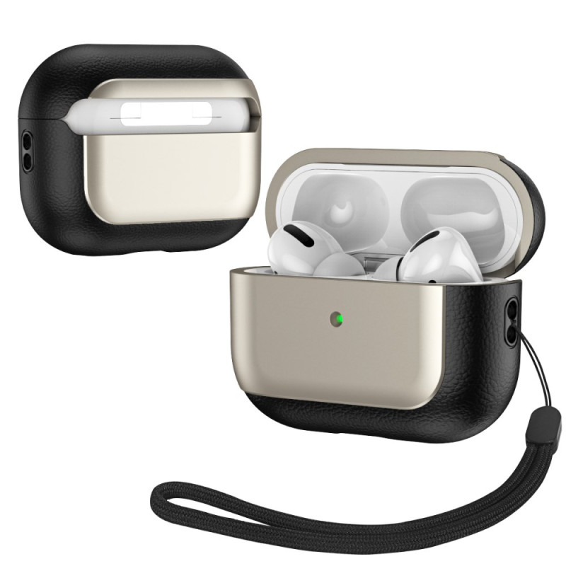 Custodia AirPods Pro 2 con texture litchi e cordino