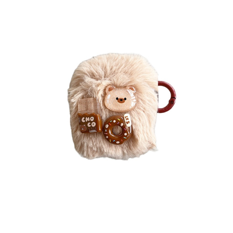 Custodia per AirPods in peluche beige