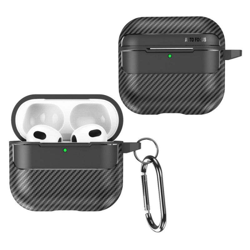 Custodia in silicone per AirPods 4 con texture al carbonio