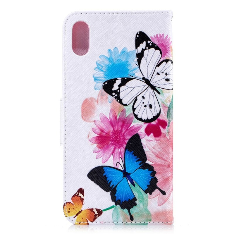 Custodia per iPhone XS Max con farfalle e fiori dipinti
