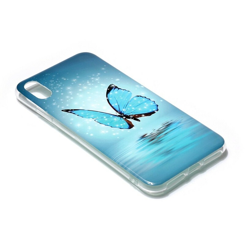 Custodia per iPhone XS Max Butterfly Blu Fluorescente