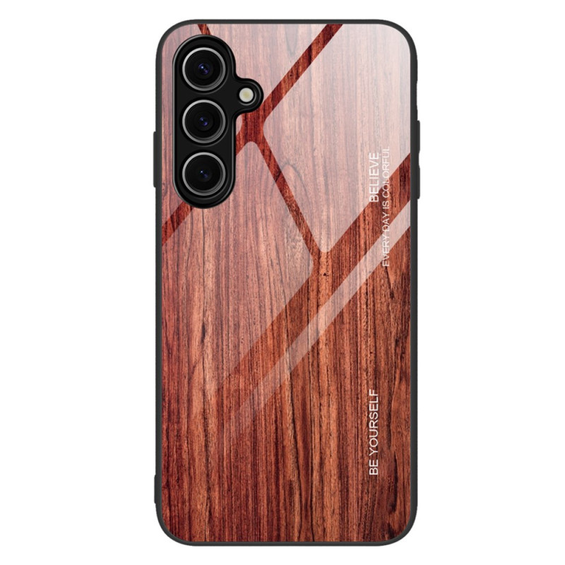 Samsung Galaxy S25 Custodia rigida in vetro temperato Wood