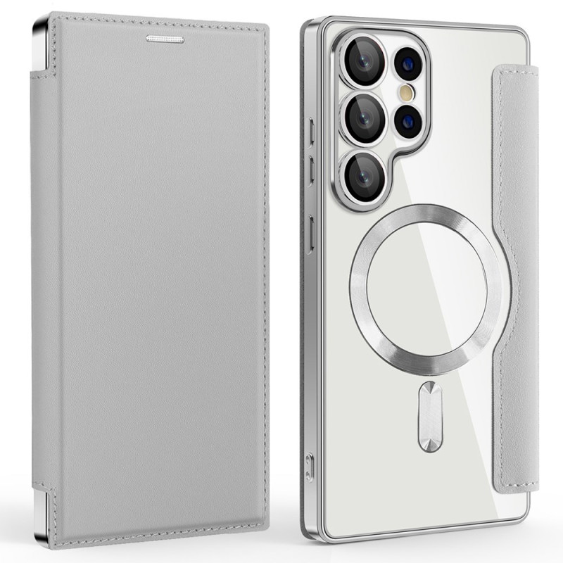 Flip Cover Samsung Galaxy S25 Ultra 5G MagSafe compatibile con il blocco RFID effetto pelle