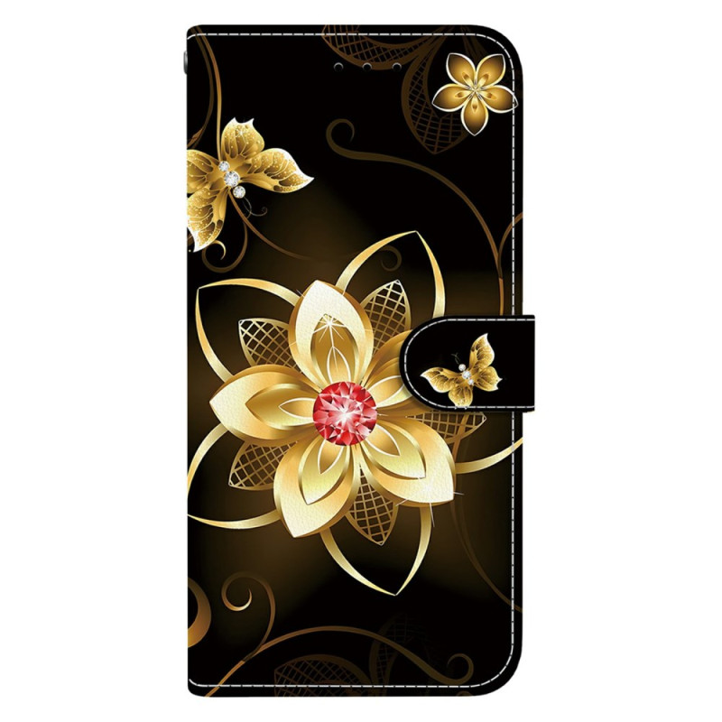 Custodia Moto G15 Oro con motivo floreale