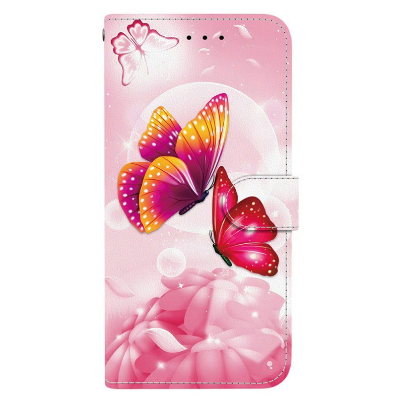 Custodia per Moto G15 con farfalle rosa