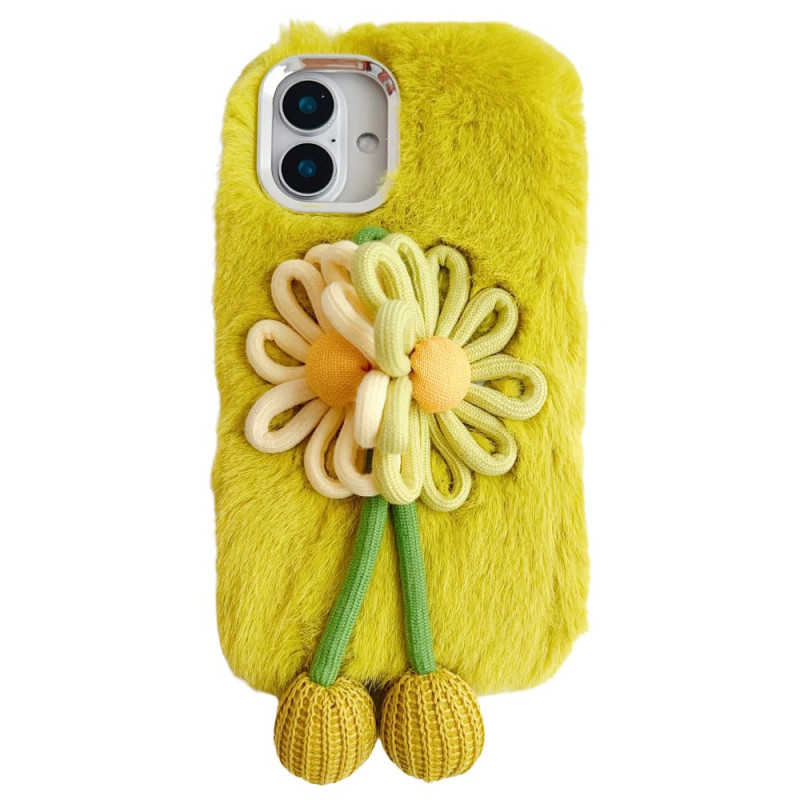 Custodia per iPhone 16 Decorazione floreale in peluche