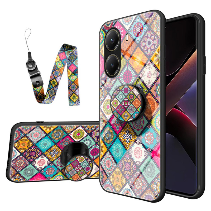 Poco X7 Pro 5G Custodia Patchwork Supporto e Cinturino