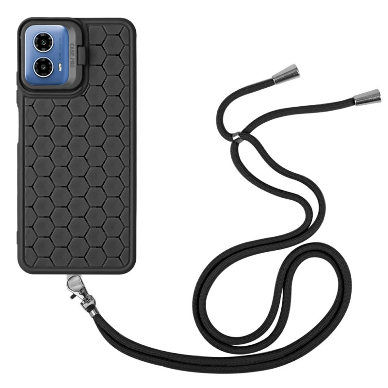 Moto G45 5G / G34 5G Custodia con cavo fantasia nido d'ape
 con supporto