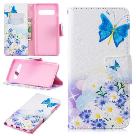 Custodia per Samsung Galaxy S10 con farfalle e fiori dipinti