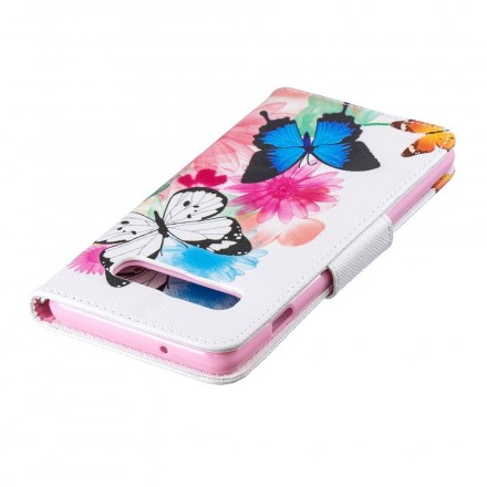 Custodia per Samsung Galaxy S10 con farfalle e fiori dipinti