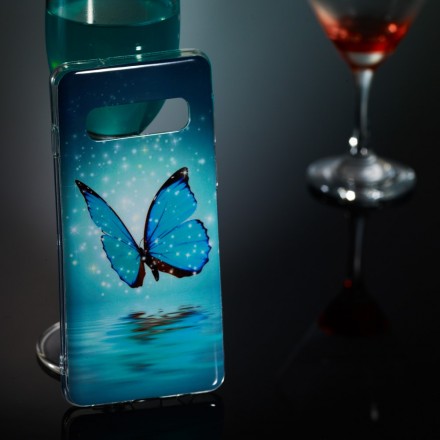 Samsung Galaxy S10 Custodia a farfalla blu fluorescente