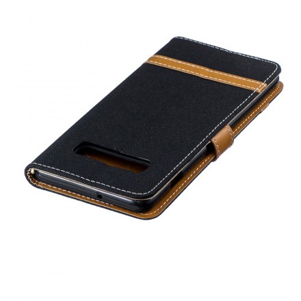 Samsung Galaxy S10 Plus Custodia effetto tessuto e pelle con cinturino