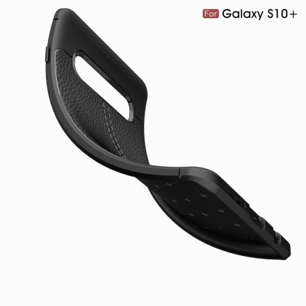 Samsung Galaxy S10 Plus Custodia in pelle effetto litchi doppia linea