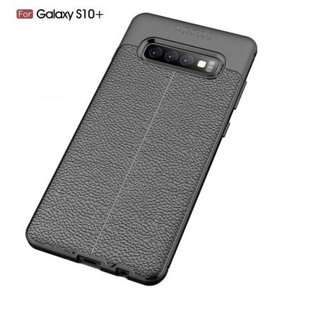 Samsung Galaxy S10 Plus Custodia in pelle effetto litchi doppia linea