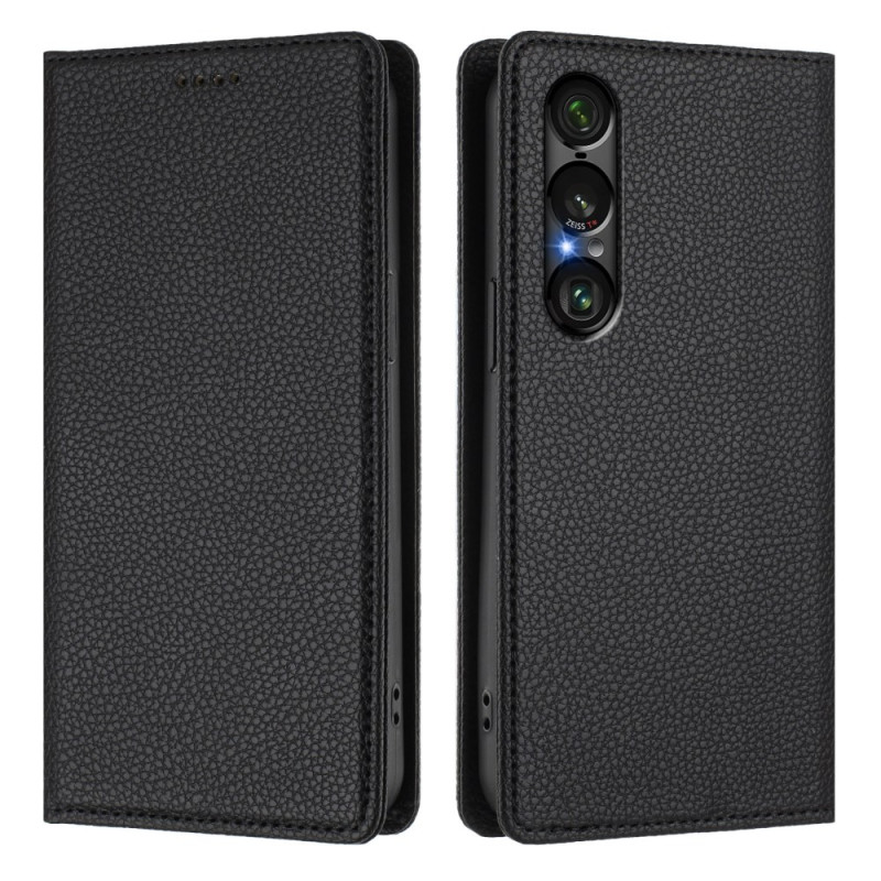 Flip Cover Sony Xperia 1 VII Protezione RFID Texture Pelle Lychee