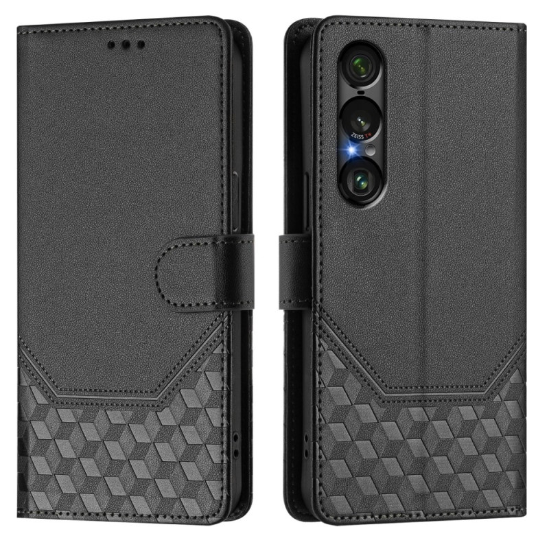 Sony Xperia 1 VII Custodia RFID di protezione con motivo fantasia nido d'ape