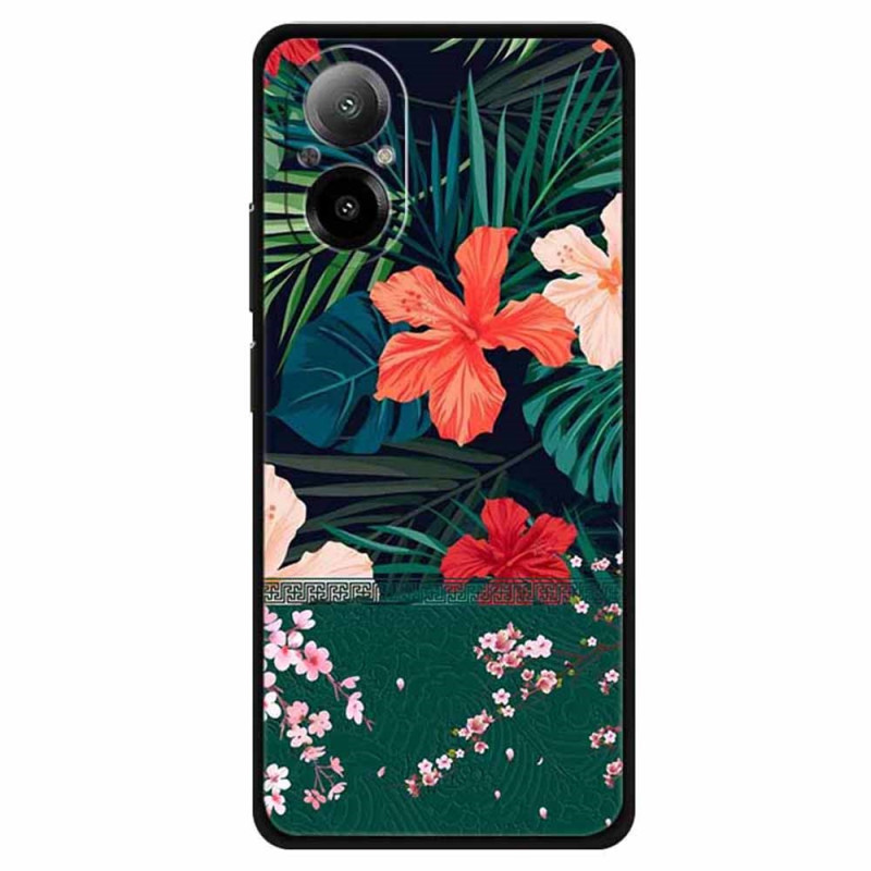 Coque Realme C67 Fleurs et Feuilles